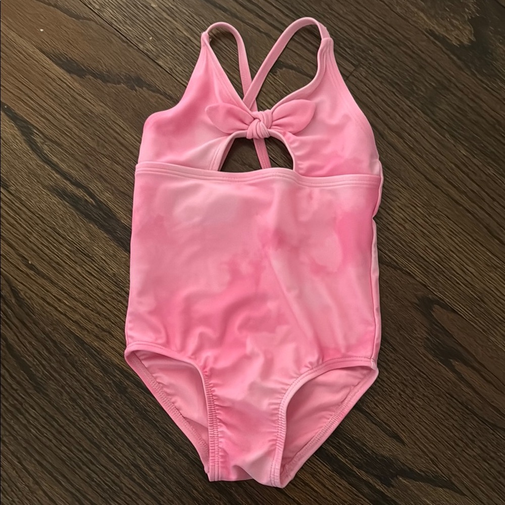 Toddler Pink tie dye One-Piece Swimsuit with Bow